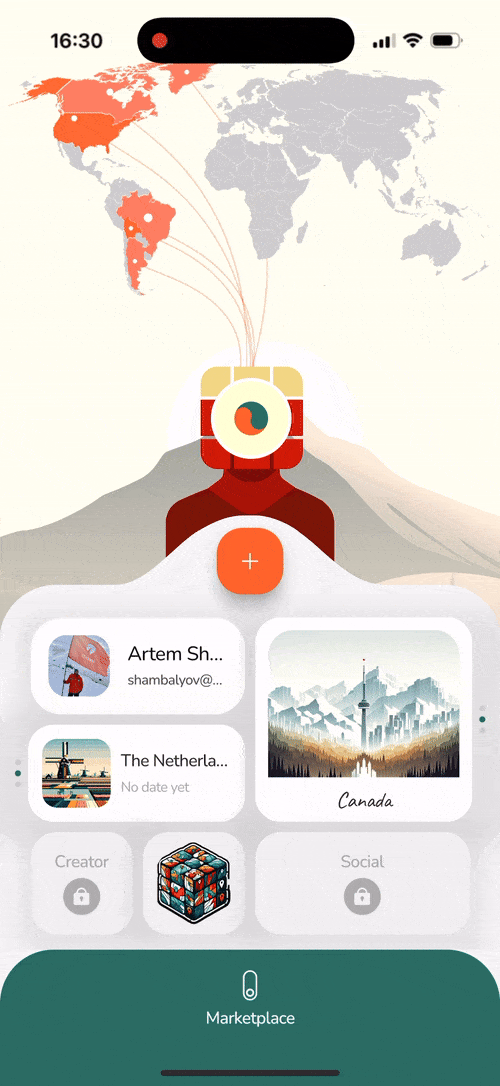 Personalized scratch map in tTravel