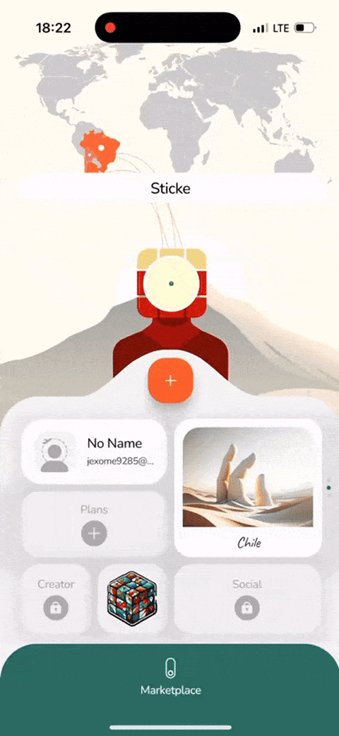 Sticker unlocked animation in tTravel