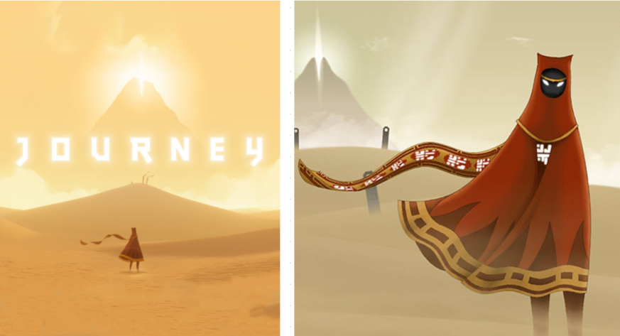 Wayfarer and mountain from Journey