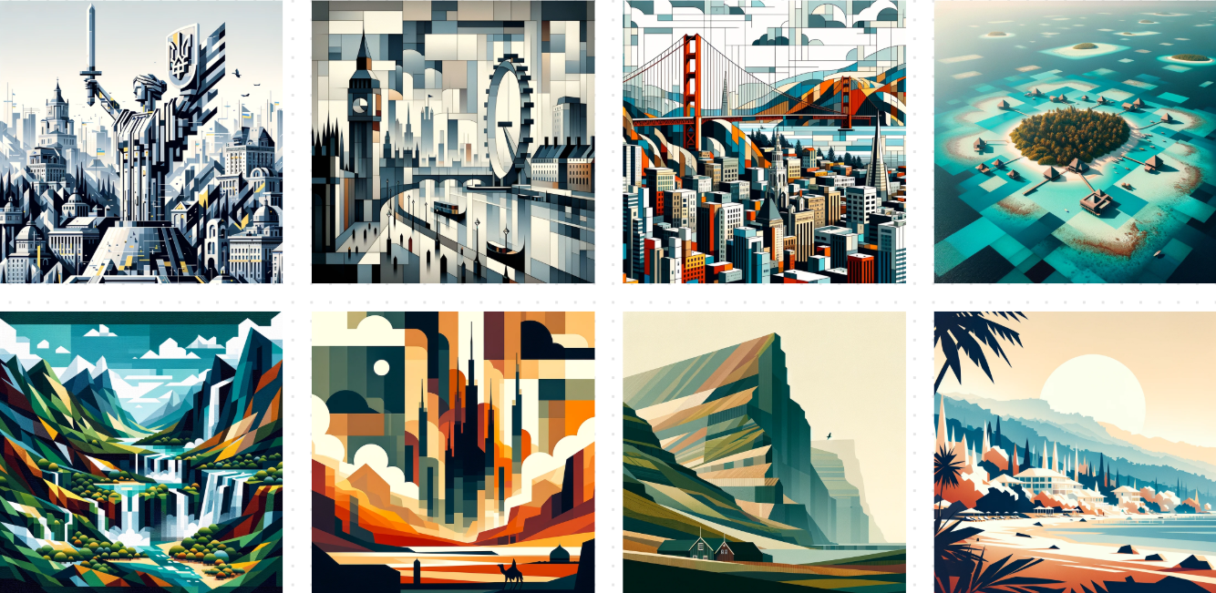 AI-generated country thumbnails in tTravel