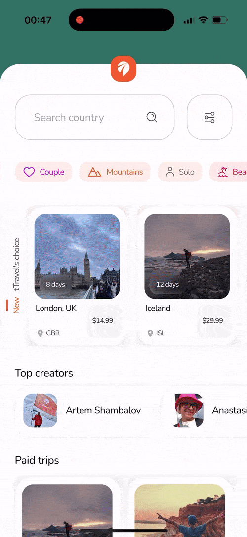 tTravel itineraries marketplace